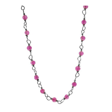 Collar rosario Jade fucsia Silver