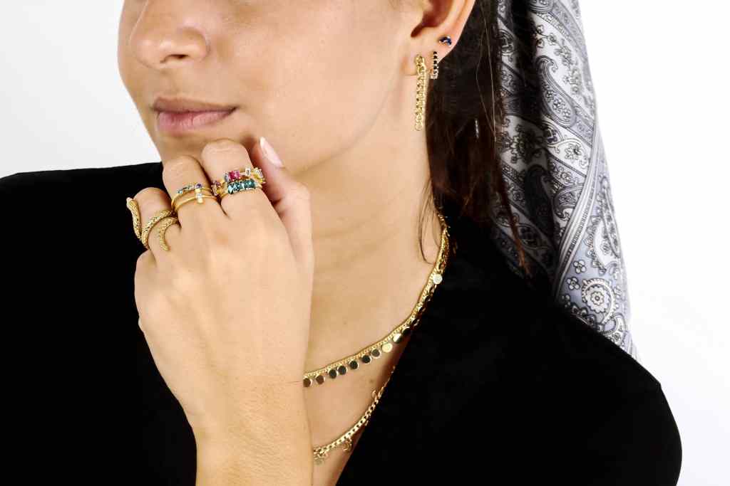Anillo circonita multicolor