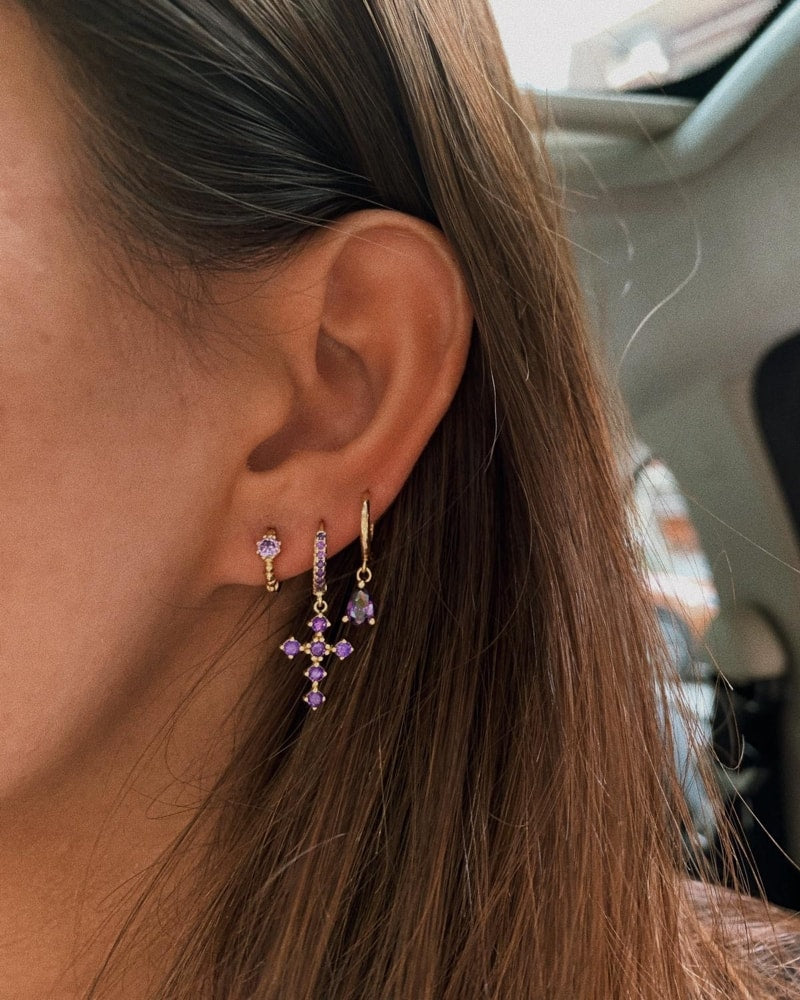 Purple mini ball earrings
