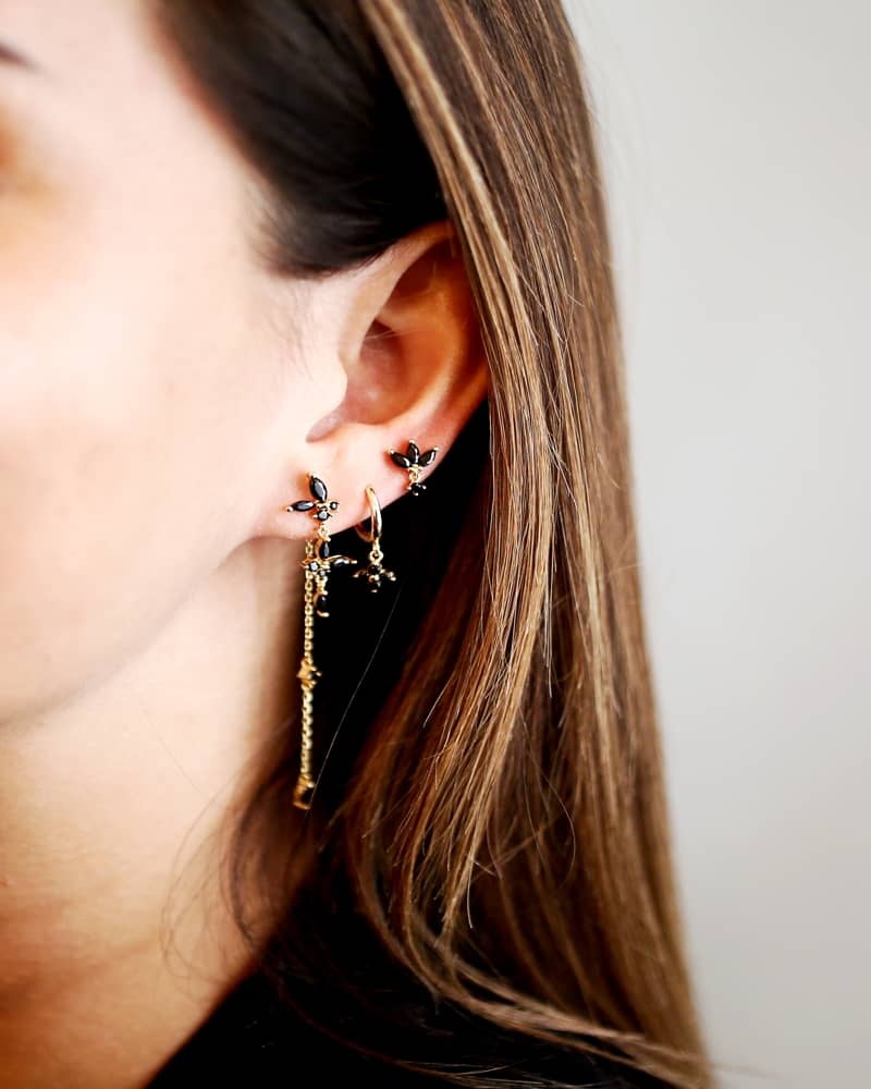 Long spring black earrings