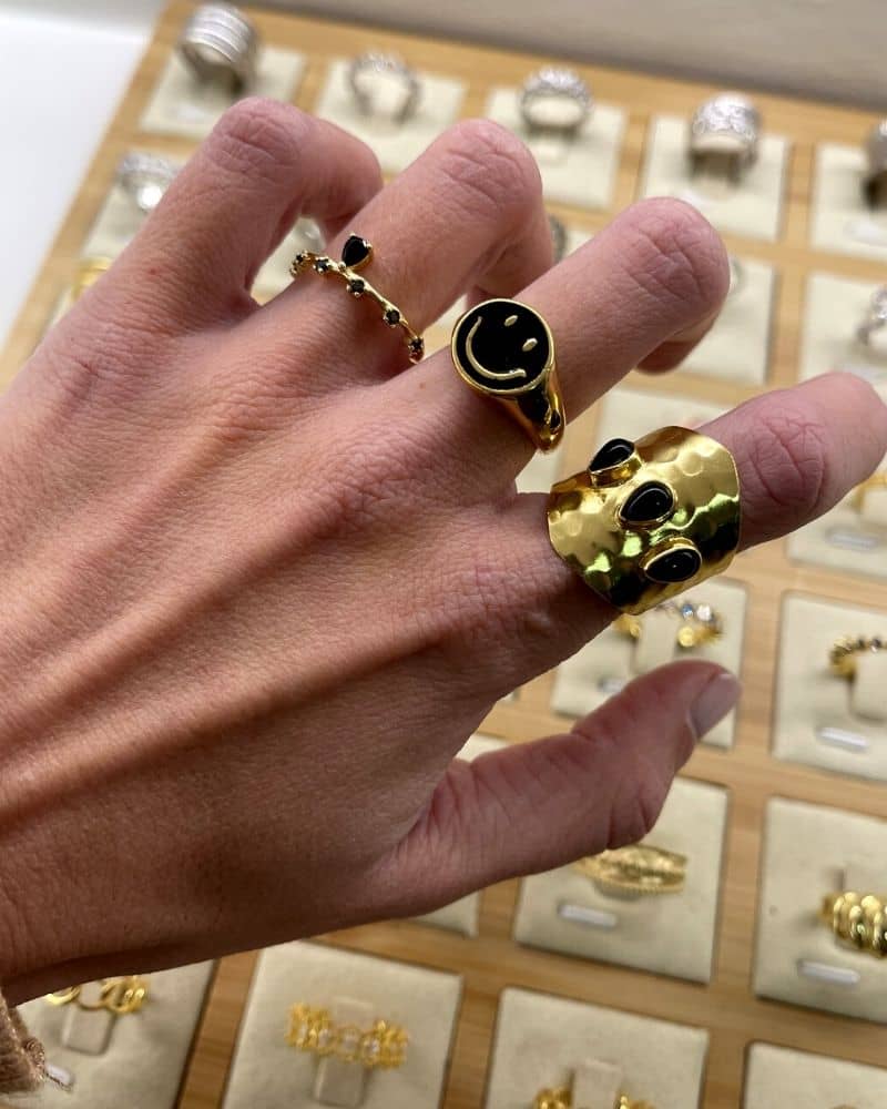 Anillo Happy Face Black