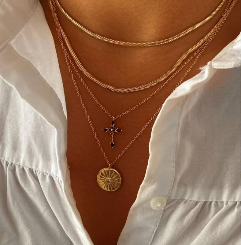 Collar Black Cross Silver
