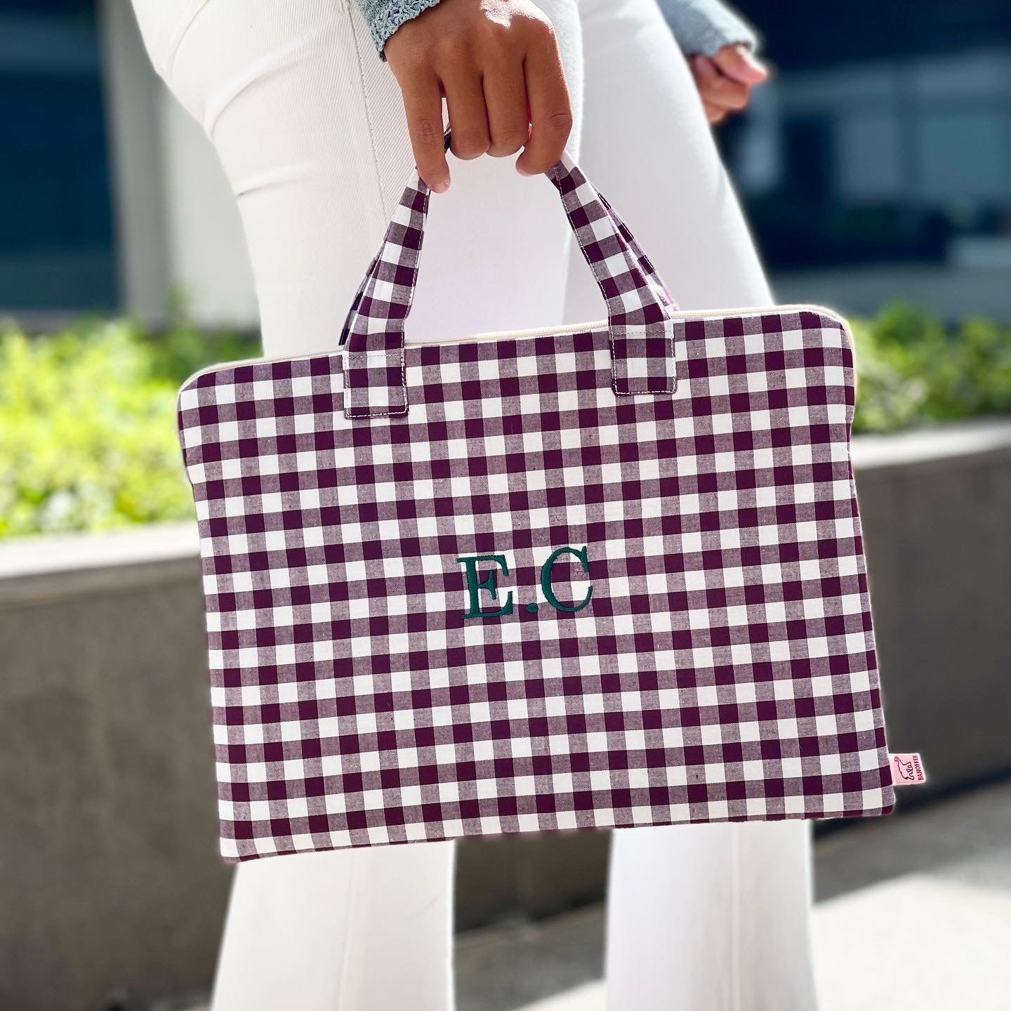 Funda personalizada Vichy vino con asas