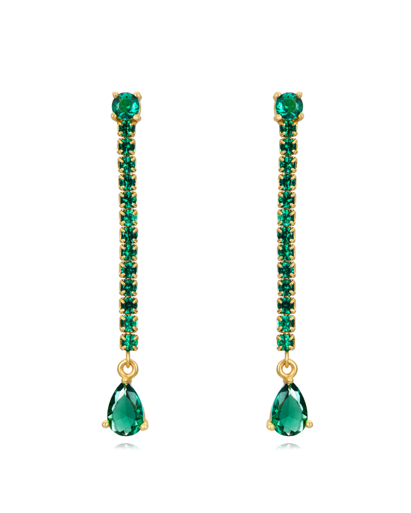 Pendientes Tenis lágrima verde