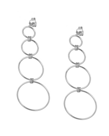 Silver 4 circles earrings