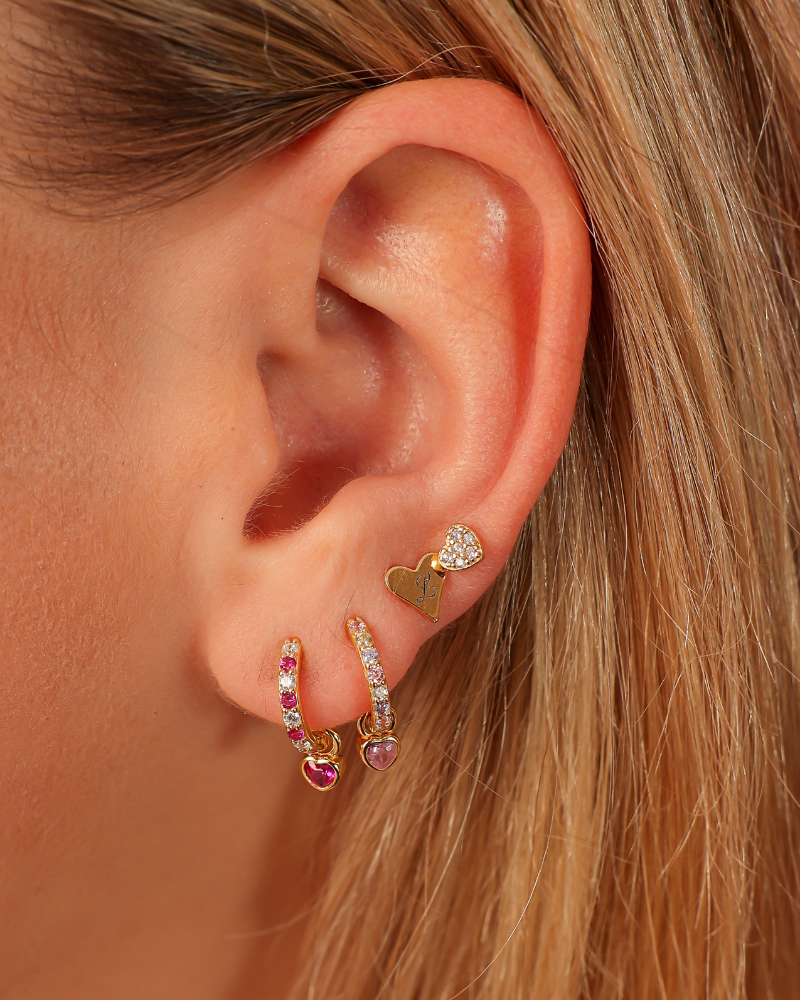 Pendientes mini hearts rubí
