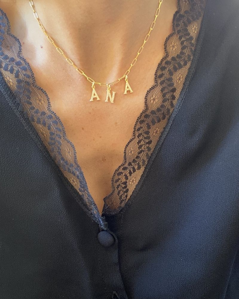 Personalized initial zircons necklace