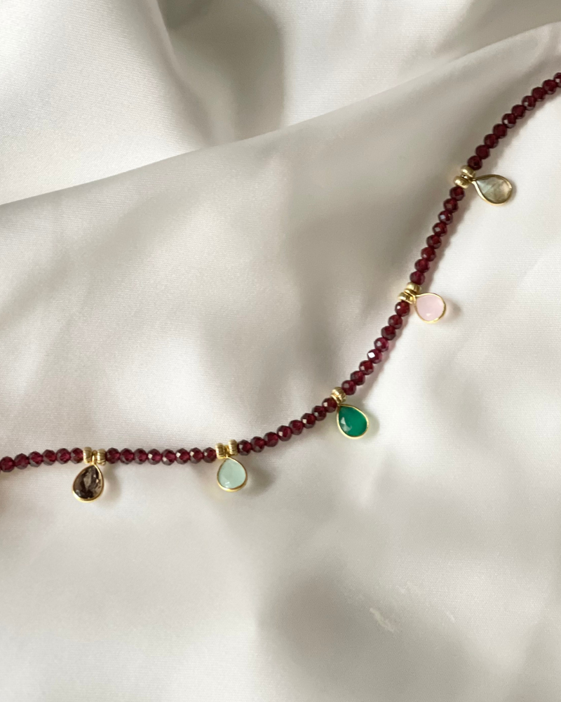 Collar Drops Granate de Mozambique