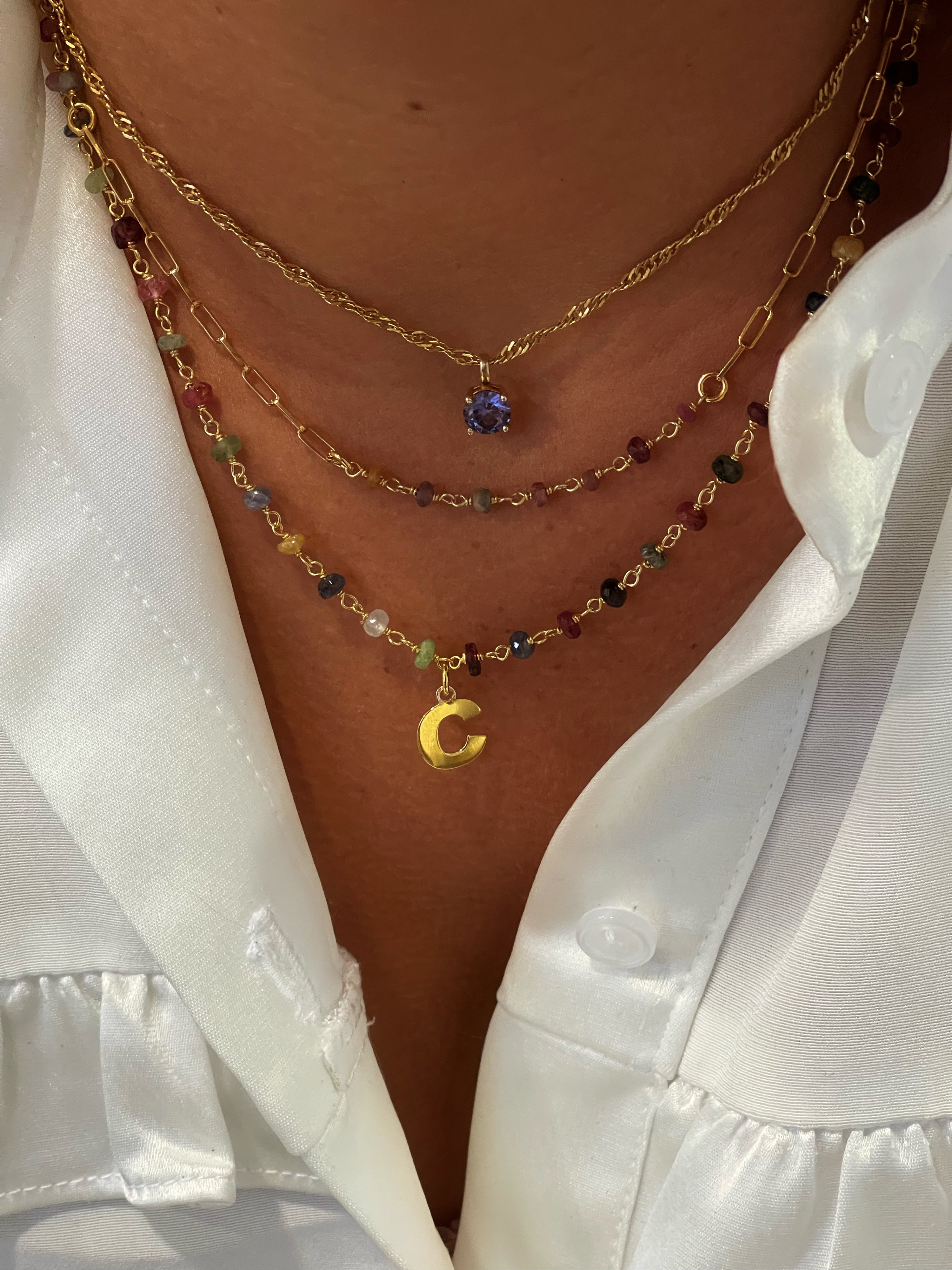Collar Big Initial turmalina light