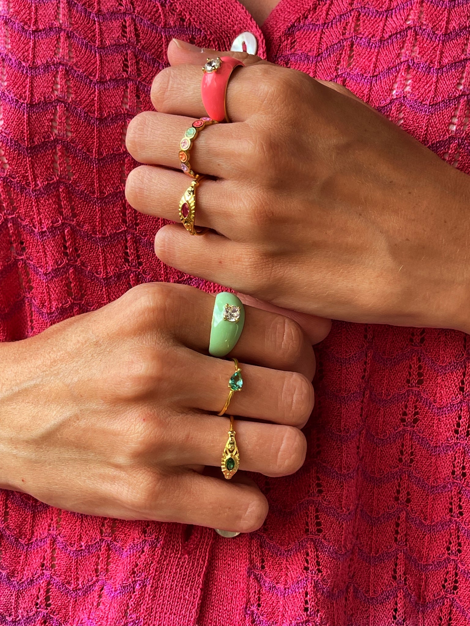 Anillo summer Big Orange Silver