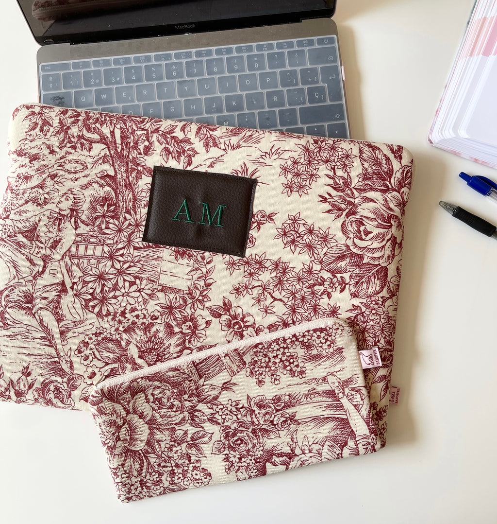 Funda personalizada Toile de jouy granate