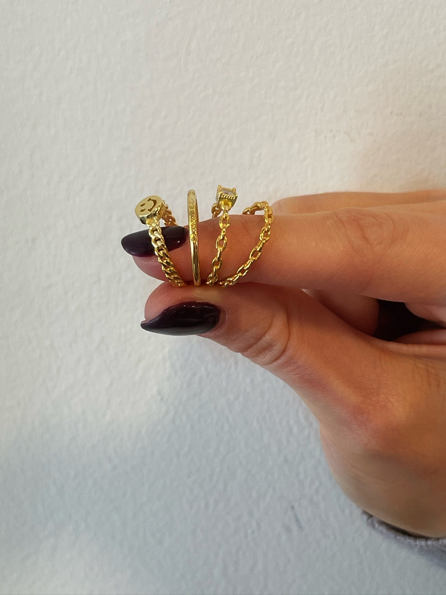 Anillo Mini Chain White Silver