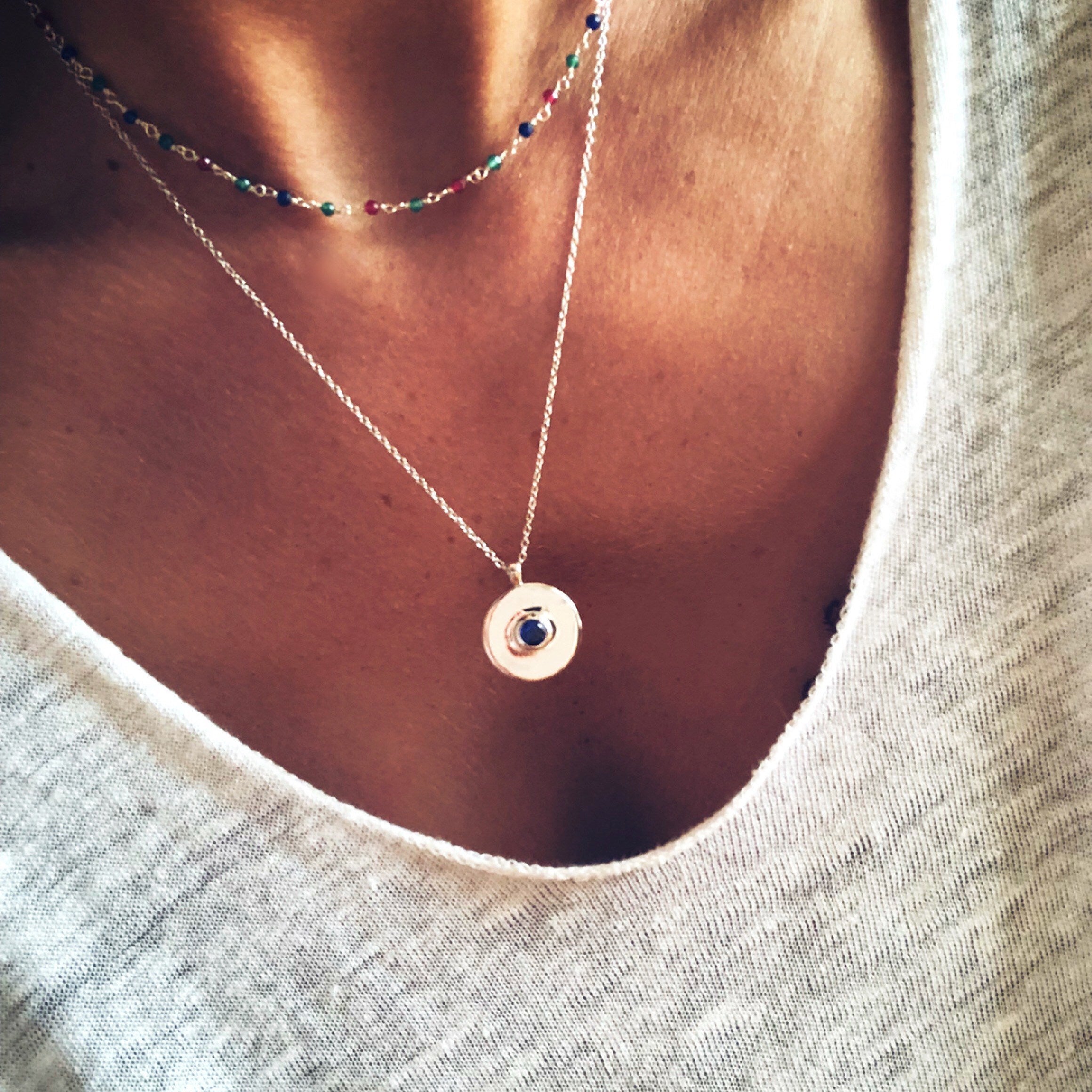SILVER MOUNTED STONE CHOKER