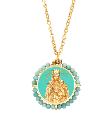 Turquoise Virgen del Carmen Necklace