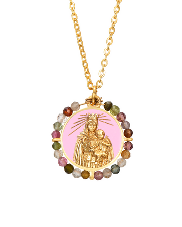 Virgen del Carmen Necklace Pink