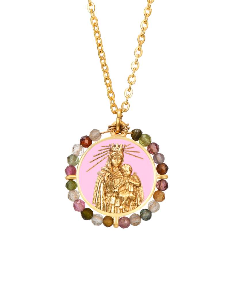 Collar Virgen del Carmen Pink