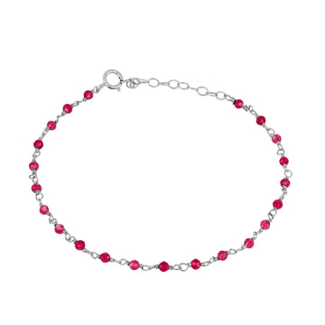 Rosary bracelet Jade fuchsia Silver