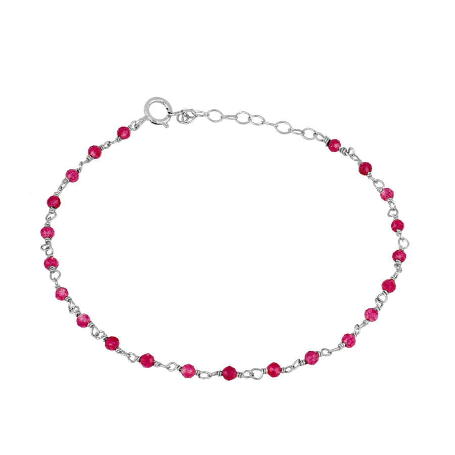 Pulsera rosario Jade fucsia Silver