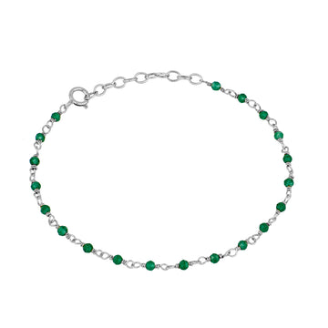 Green Jade Rosary Bracelet Silver