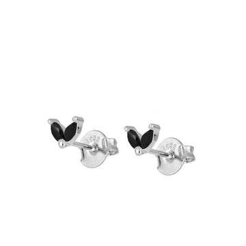 Black Silver Lily Earrings