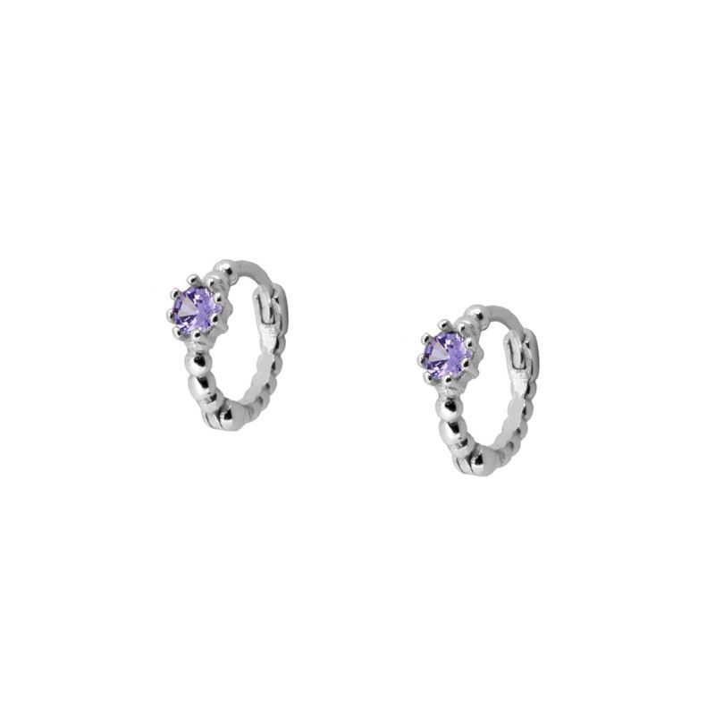 Pendientes mini balls purple Silver