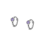Pendientes mini balls purple Silver