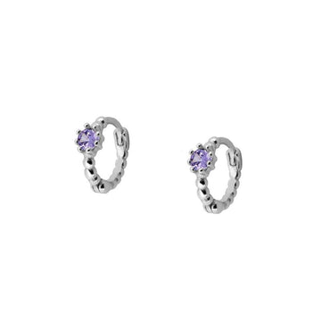 Mini balls purple Silver earrings