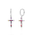 Crosses Amethyst Silver Earrings