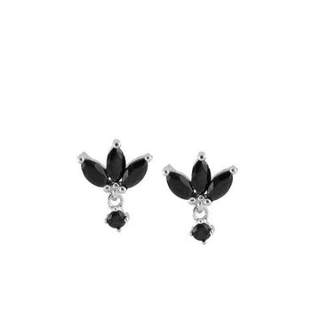 Pendientes flowers Black Silver