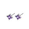 Pendientes mini flowers violet silver