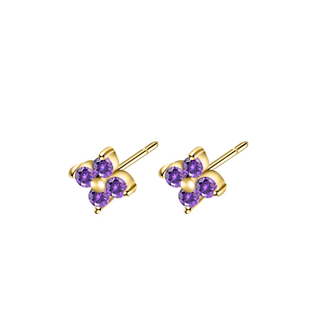 Violet mini flower earrings