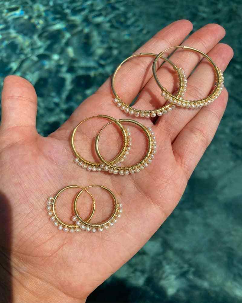 Pendientes mini hoops perlas