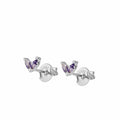 Purple silver lily earrings