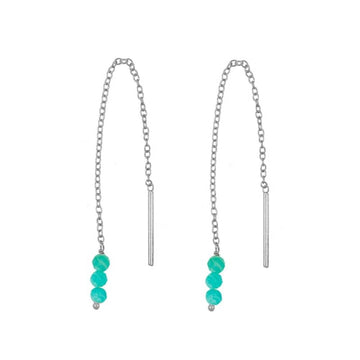 Large amazonite silver earrings