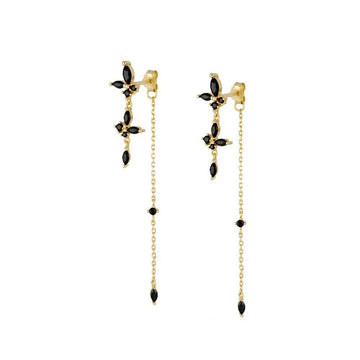 Long spring black earrings