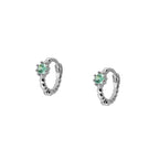 Pendientes mini balls verde zafiro silver