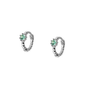 Green sapphire silver mini balls earrings