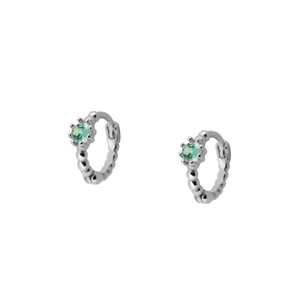Pendientes mini balls verde zafiro silver
