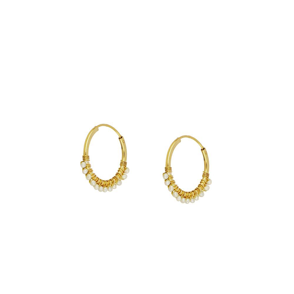 Pendientes mini hoops perlas