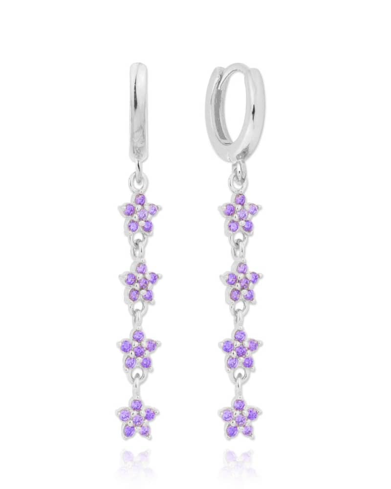 Pendientes Multi Flowers Violet Silver