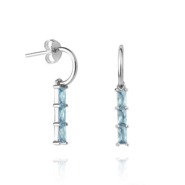 Three glasses blue silver earrings