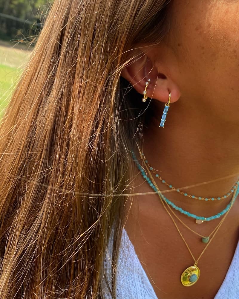 Pendientes three glasses blue silver