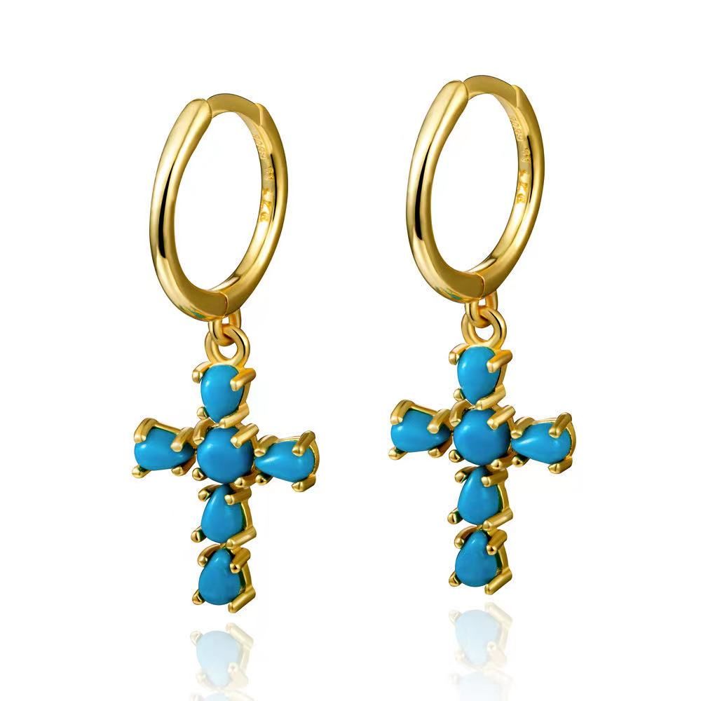 Pendientes Crosses turquesa