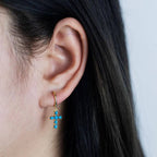 Pendientes Crosses turquesa