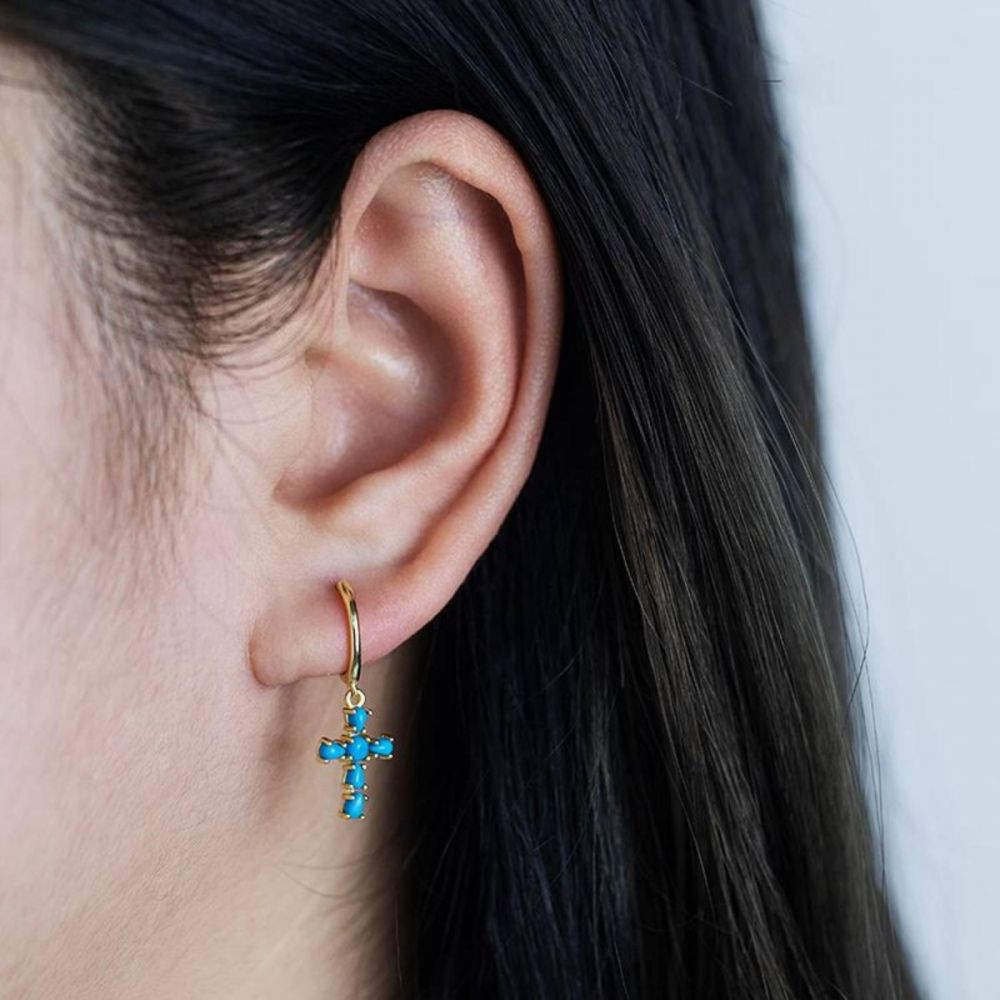 Pendientes Crosses turquesa