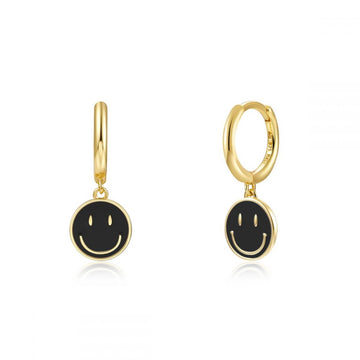 Happy Face Black Earrings