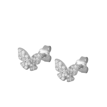 BIg Butterfly White Silver Earrings