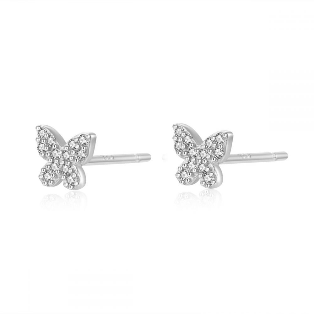 Pendientes Butterfly White Silver