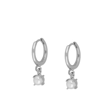 Silver mini square pearl earrings