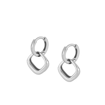 Double squared Silver earrings